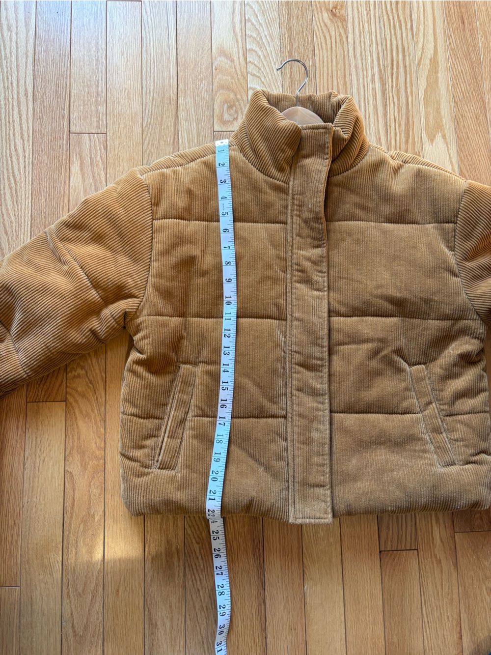 Cotton Corduroy Puffer Jacket in Camel, Cropped Length, size medium - Picture 7 of 11